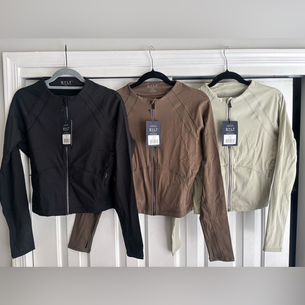 3 BYLT Metta Full Zip Jackets - Black, Dark Taupe, Dry Sage BRAND NEW